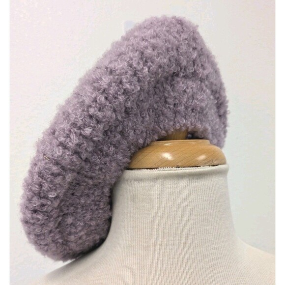 Cintelli e Galluzzo Purple Chic Wool Blend Fleece Beret Hat O/S Made In Italy - Picture 2 of 7